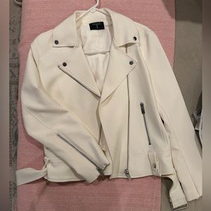 Tahari white faux suede jacket